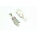 Women's 925 Sterling Silver dangle Owl Earrings marcasite red onyx stone 1.5'